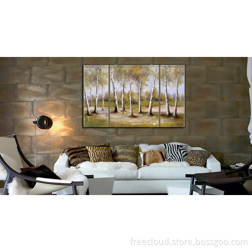 Birch Wall Art Riverside Forest Oil Painting